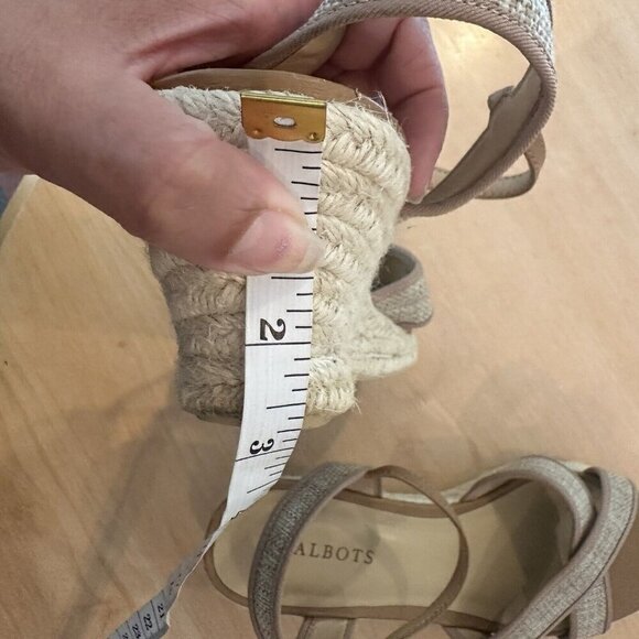 Talbots Espadrille Wedge Sandals Womens Tan Open Toe Strap Shoes Sz 11 - Picture 9 of 9